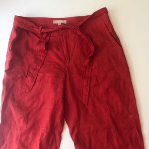 Banana Republic coral red linen pants